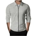 thumbnail image 1 of HOOMEUMY Mens Waffle Hoodless Jacket 2025 Trendy Classic Solid Coat Turndown Collar Design Zipper Cardigan Slim Fit Jacket Casual Workout Long Sleeve Clothes Fashion Gray XL, 1 of 5
