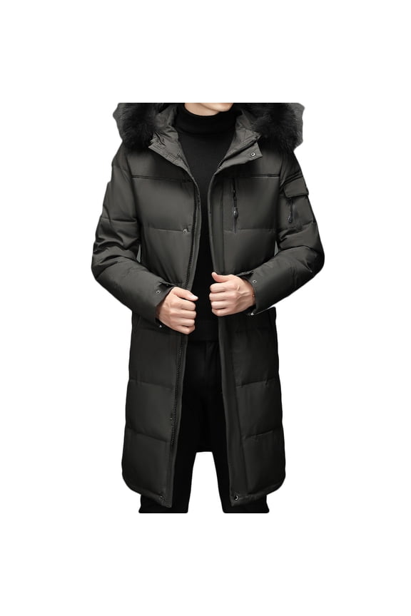 Mens Warm Cotton-Padded Coat Classic Solid Coat Turndown Collar Jacket Padded Design Casual Workout Long Sleeve Clothes Fashion Trendy Gray M