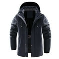 thumbnail image 1 of HOOMEUMY Mens Warm Cotton-Padded Jacket Fashion 2025 Trendy Classic Solid Coat Stand Collar Jacket Padded Design Casual Workout Long Sleeve Clothes Navy L, 1 of 9