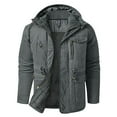 thumbnail image 1 of HOOMEUMY Mens Warm Cotton-Padded Vest Long Sleeve Clothes Fashion 2025 Trendy Classic Solid Coat Crew Neck Jacket Padded Design Casual Workout Gray L, 1 of 9