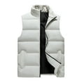 thumbnail image 1 of HOOMEUMY Mens Warm Cotton Vest Classic Solid Coat Stand Collar Jacket Pockets Design Casual Workout Sleeveless Clothes Fashion 2025 Trendy White XXXL, 1 of 3