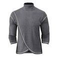 thumbnail image 1 of HOOMEUMY Mens Warm Pullover Knitwear Long Sleeve Shirts Fashion 2025 Trendy Classic Solid Design Stand Collar Tops Slim Fit Blouse Casual Basic Gray M, 1 of 4