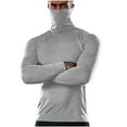 thumbnail image 1 of HOOMEUMY Mens Warm Undershirts Slim Fit Blouse Casual Basic Long Sleeve Shirts Fashion 2025 Trendy Retro Solid Design Turtleneck Tops Gray L, 1 of 5