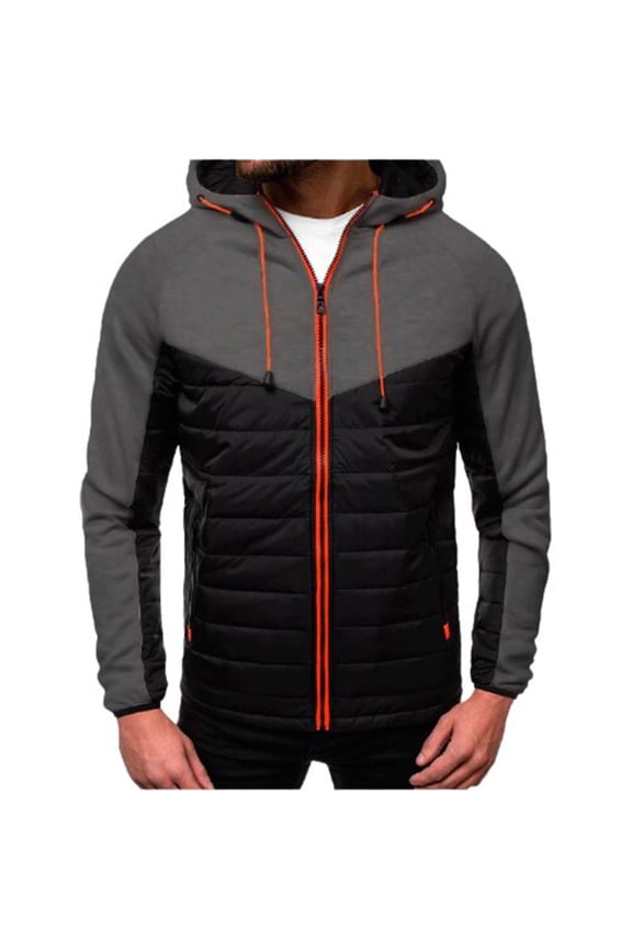 Mens Winter Coats Warm Trendy Full Zip Puffer Padded Down Overcoats Long Sleeve Windproof Workout Slim Fit Sport Jackets (Dark Gray,S）