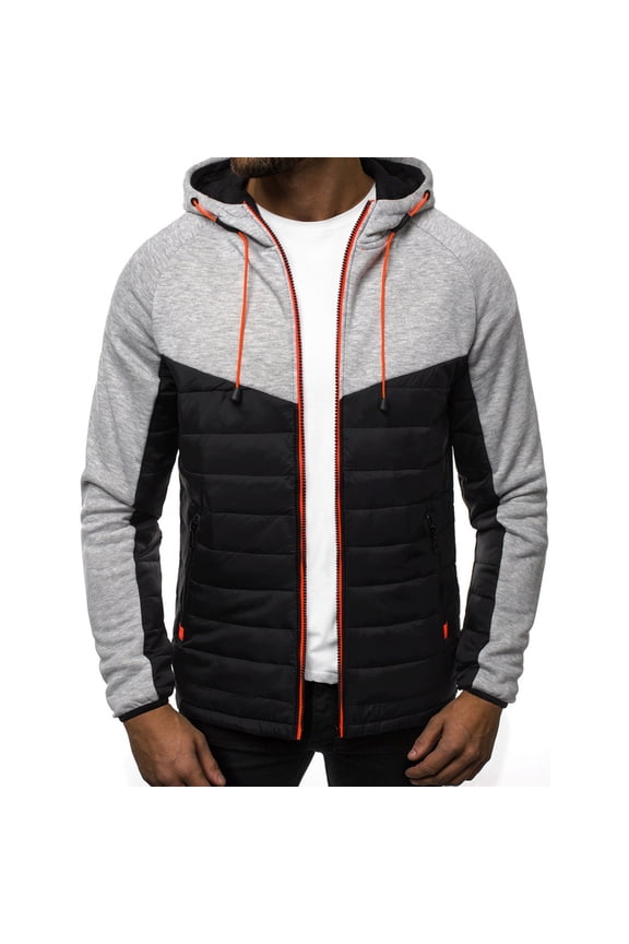 Mens Winter Coats Warm Trendy Full Zip Puffer Padded Down Overcoats Long Sleeve Windproof Workout Slim Fit Sport Jackets (Gray,S)