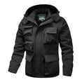 thumbnail image 1 of HOOMEUMY Mens Winter Jacket Outdoor Workwear Casual Loose Zipper Pocket Hooded Coats Long Sleeve Casual Winter Coats (Black,XXXXL）, 1 of 3