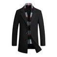 thumbnail image 1 of HOOMEUMY Mens Wool Blend Coat 2025 Trendy Classic Solid Coat Turndown Collar Jacket Slim Fit Design Casual Workout Long Sleeve Clothes Fashion Black XXXL, 1 of 8