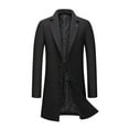 thumbnail image 1 of HOOMEUMY Mens Wool Blend Overcoat Classic Solid Coat Turndown Collar Jacket Tweed Design Casual Workout Long Sleeve Clothes Fashion 2025 Trendy Black XL, 1 of 5