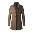 thumbnail image 1 of HOOMEUMY Mens Wool Blend Overcoat Deals Long Sleeve Clothes Fashion 2024 Trendy Classic Solid Coat Stand Collar Jacket Business Design Casual Workout Brown XXL, 1 of 5