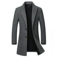 thumbnail image 1 of HOOMEUMY Mens Wool Blend Overcoat Fashion 2025 Trendy Classic Solid Coat Turndown Collar Jacket Business Design Casual Workout Long Sleeve Clothes Gray XL, 1 of 8