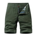 thumbnail image 1 of HOOMEUMY 2025 Men's Summer Straight Fit Shorts with Zipper Fly Belt Loops in Army Green Bermuda Beach Short for Men Army Green 10, 1 of 3