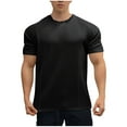 thumbnail image 1 of HOOMEUMY Shirts for Men Crew Neck Sports Fitness Shirts Lightweight Relaxed Basic Shirt Short Sleeve Solid Color Casual Soft Blouses (Black,XL), 1 of 3