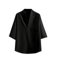 thumbnail image 1 of HOOMEUMY Shirts for Men V-Neck Plus Size Shirts Basic Shirt Lightweight Solid Color Relaxed Short Sleeve Casual Soft Blouses (Black,XXL), 1 of 8