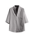 thumbnail image 1 of HOOMEUMY Shirts for Men V-Neck Plus Size Shirts Basic Shirt Lightweight Solid Color Relaxed Short Sleeve Casual Soft Blouses (Gray,M), 1 of 3