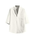thumbnail image 1 of HOOMEUMY Shirts for Men V-Neck Plus Size Shirts Basic Shirt Lightweight Solid Color Relaxed Short Sleeve Casual Soft Blouses (White,XXL), 1 of 3