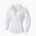 thumbnail image 1 of HOOMEUMY Sweatshirts for Men Spring Long Sleeve Hooded Lightweight Solid Color Comfy Button Drawstring Hooded Sports Shirts Pullover (White,M), 1 of 8