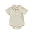 thumbnail image 1 of HOOMEUMY Toddler Jumpsuit Classic Solid Blouses Turndown Collar Tops Waffle Design Casual Workout Short Sleeve Clothes 2025 Trendy Beige 6 Months, 1 of 3