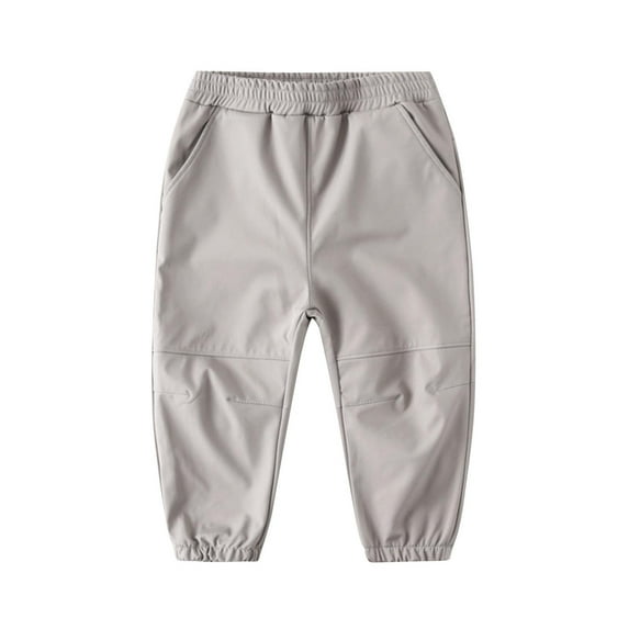 HOOMEUMY Toddler Waterproof Cozy-Dry Rain Snow Pants Fleece Lined Elastic Waist for Kids Girls Boys Gray 6 Years