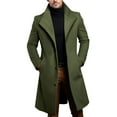 thumbnail image 1 of HOOMEUMY Winter Warm Men's Casual Trench Coat Slim Fit Notched Collar Long Jacket Long Sleeve Overcoat Single Breasted Elegant Windbreaker Coats (Army Green,S）, 1 of 7