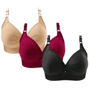 HOOMEUMY Woman's Fashion Plus Size Convenient Adjustable Straps Bra Lace Bralette Wire Free Comfortable Push Up Hollow Out Bra Underwear-Multicolor-S