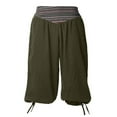 thumbnail image 1 of HOOMEUMY Women's Harem Pants 3/4 Length Cotton Linen Palazzo Pants Drawstring Baggy Trousers Plus Size Capri Pants with Pockets Green XXXL, 1 of 2
