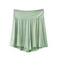 thumbnail image 1 of HOOMEUMY Women's Pajamas Shorts Elastic High Waist Wide Leg Lounge Shorts Comfy Lounge Sleep Shorts Fashion Summer Shorts Casual Regular Fit Solid Color Plus Size Ruffle Hem Shorts Lightweight, 1 of 6