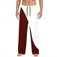 thumbnail image 1 of HOOMEUMY Womens Pajama Pants Casual Elastic Waist Drawstring Color Block Patchwork Baggy Pants Loose Soft Home Trousers (Red,S), 1 of 4