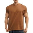 thumbnail image 1 of HOOMEUMY Workout Shirts for Men Crew Neck Sports Fitness shirt Casual Solid Color Fashion Comfy Lightweight Shirts Summer Short Sleeve Shirt (Khaki,XXL), 1 of 3