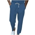 thumbnail image 1 of HOOMEUMY Men's Corduroy Straight Leg Drawstring Pants with Pockets Solid Color Loose Fit Athletic Trousers Joggers Blue XL, 1 of 6