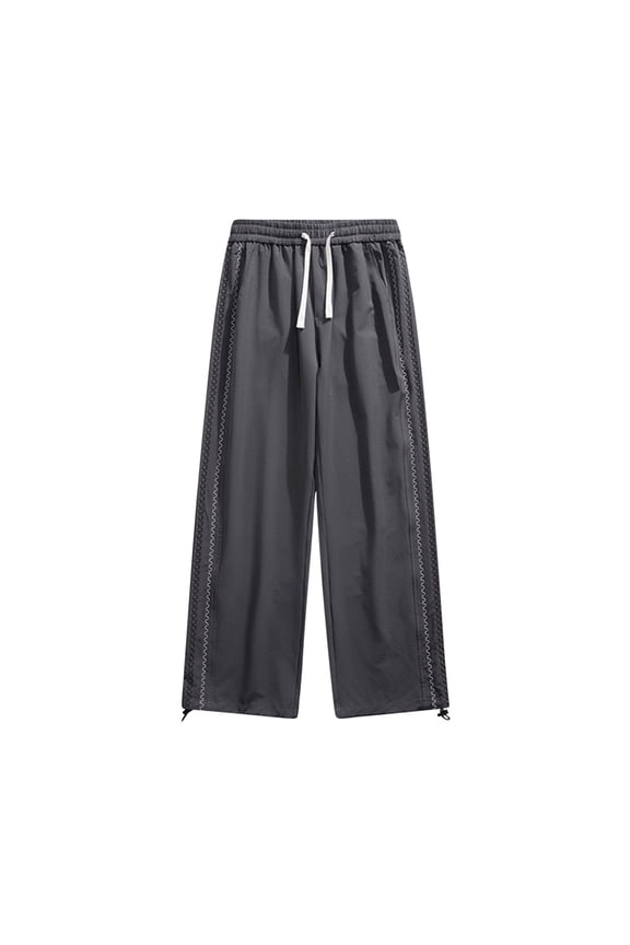 Men's Ice Silk Straight Leg Pants Quick Dry Trousers with Side Stitch Detailing Drawstring Waist Pockets Gray XXXXXL