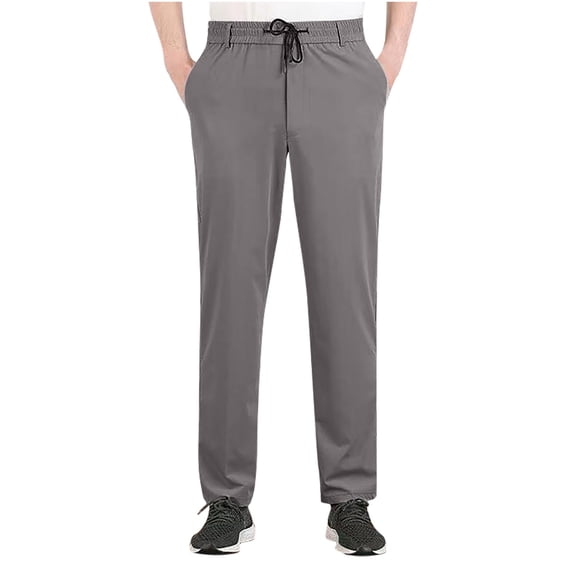 HOOMEUMY Men's Lightweight Quick Dry Stretch Jogger Pants with Zipper Pockets Water-Resistant Windproof Outdoor Hiking Travel Gym Workout Running Pants Gray XL