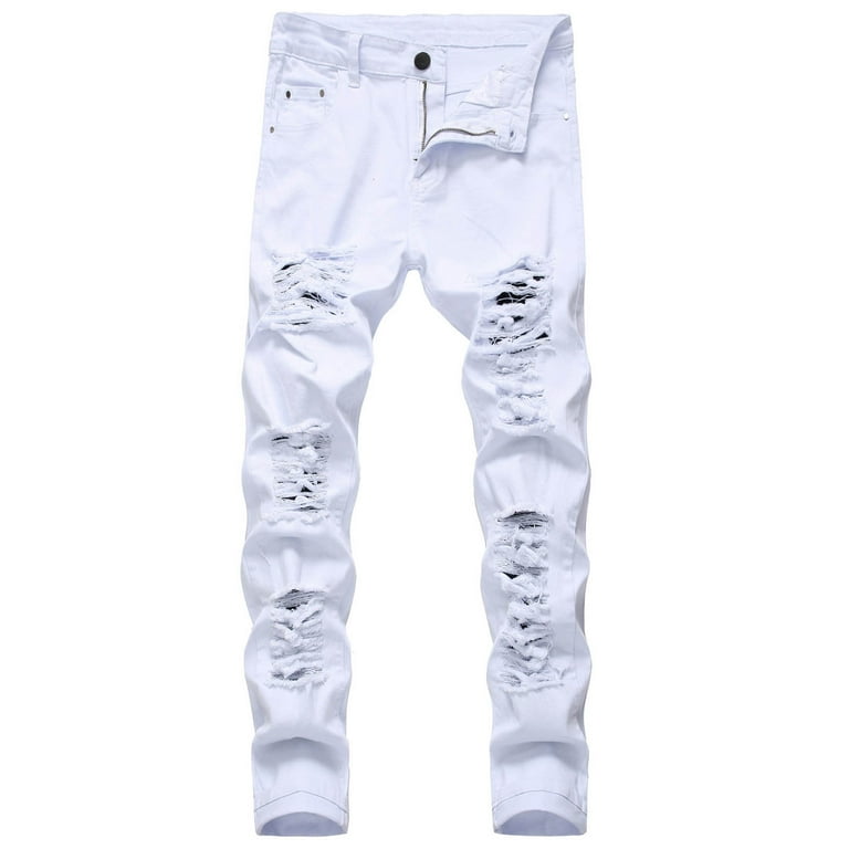HOOMEUMY Men's Stretch Biker Jeans Slim Fit Distressed HOOMEUMY Men's Stretch Biker Jeans Slim Fit Distressed