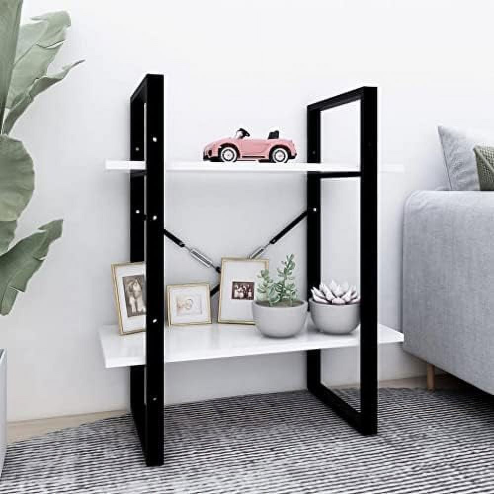 Modern White 2-Tier Engineered Wood Book Cabinet 23.6"x11.8"x27.6"