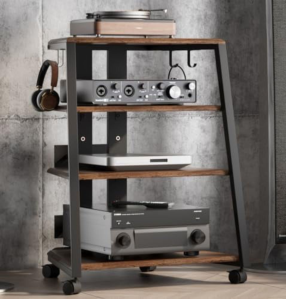 HOOMHIBIU 4Tier AV Media Stand Corner TV Stand with Power Strips Rack