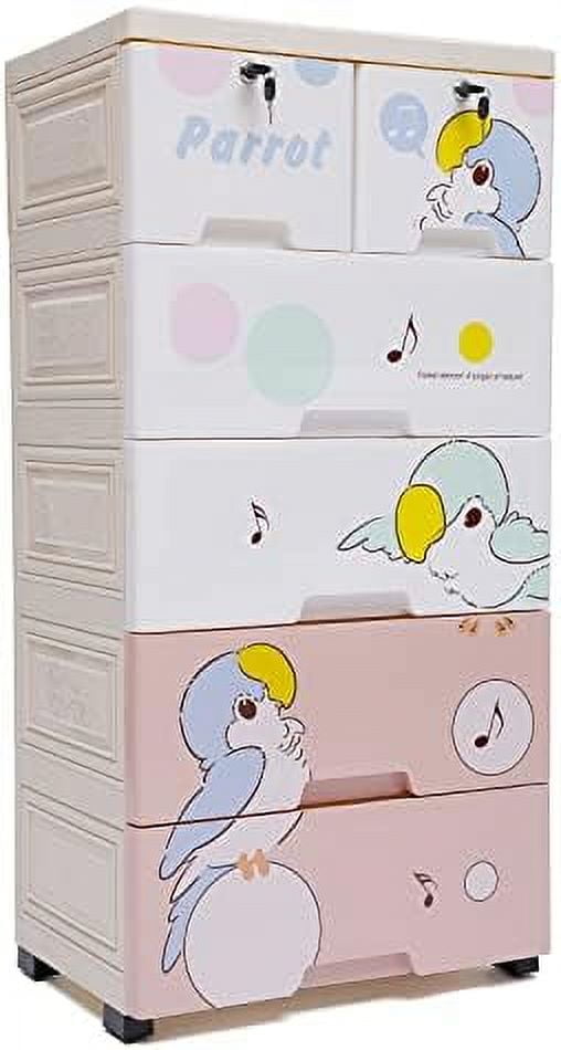 Hoomhibiu Drawer Chest Dresser Bedroom Tall Drawer Dresser Cabinet Plastic Closet Dresser With