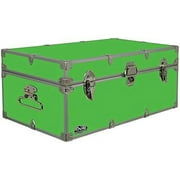 HOOMHIBIU C&N Footlockers Happy Camper  Trunk - Summer Camp Chest - Durable with Lid Stay - 32 x 18 x 13.5 Inches (Navy)