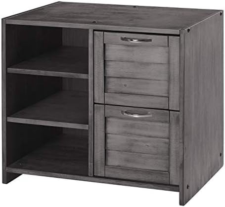 Antique Gray Farmhouse 2-Drawer Chest with Shelves