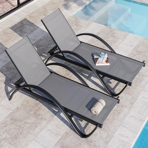 YFbiubiulife JY QAQA 2PCS Patio Outdoor Lounge Chaise with Wheels