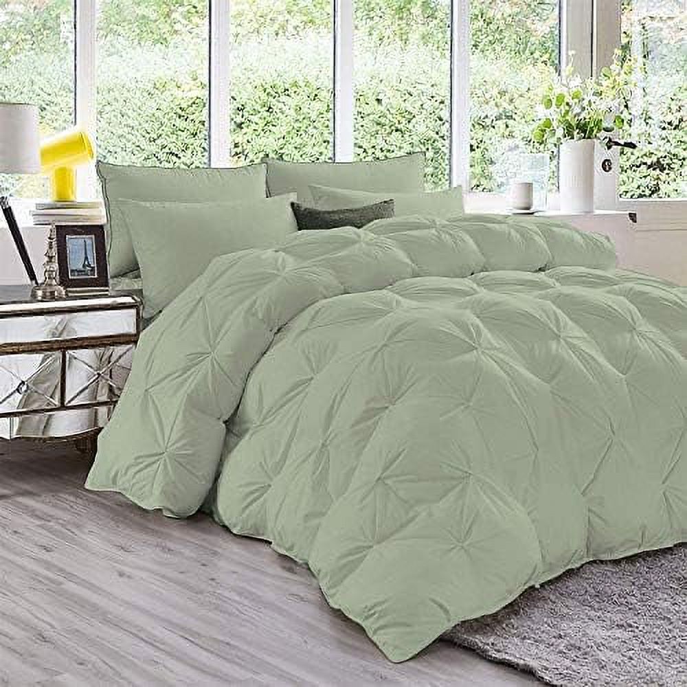 HOOMHIBIU Pinch Pleated Cotton Comforter Lightweight All Season Down Alternative Comforter 100