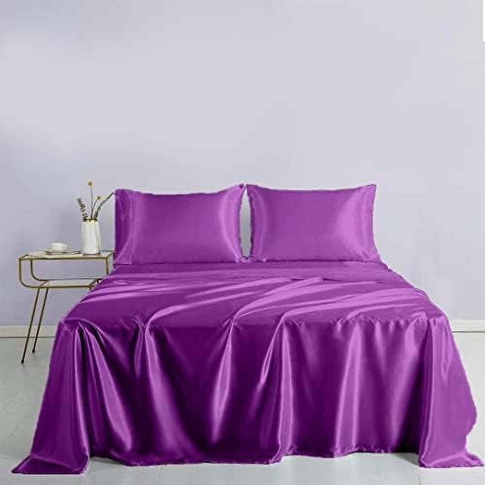 HOOMHIBIU Silk Satin Sheets Set with 19 Inch DP' Deep Pocket Hotel