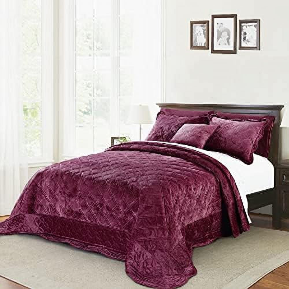 HOOMHIBIU Super Soft Microplush 4 Piece Bedspread Set Oversize Queen ...