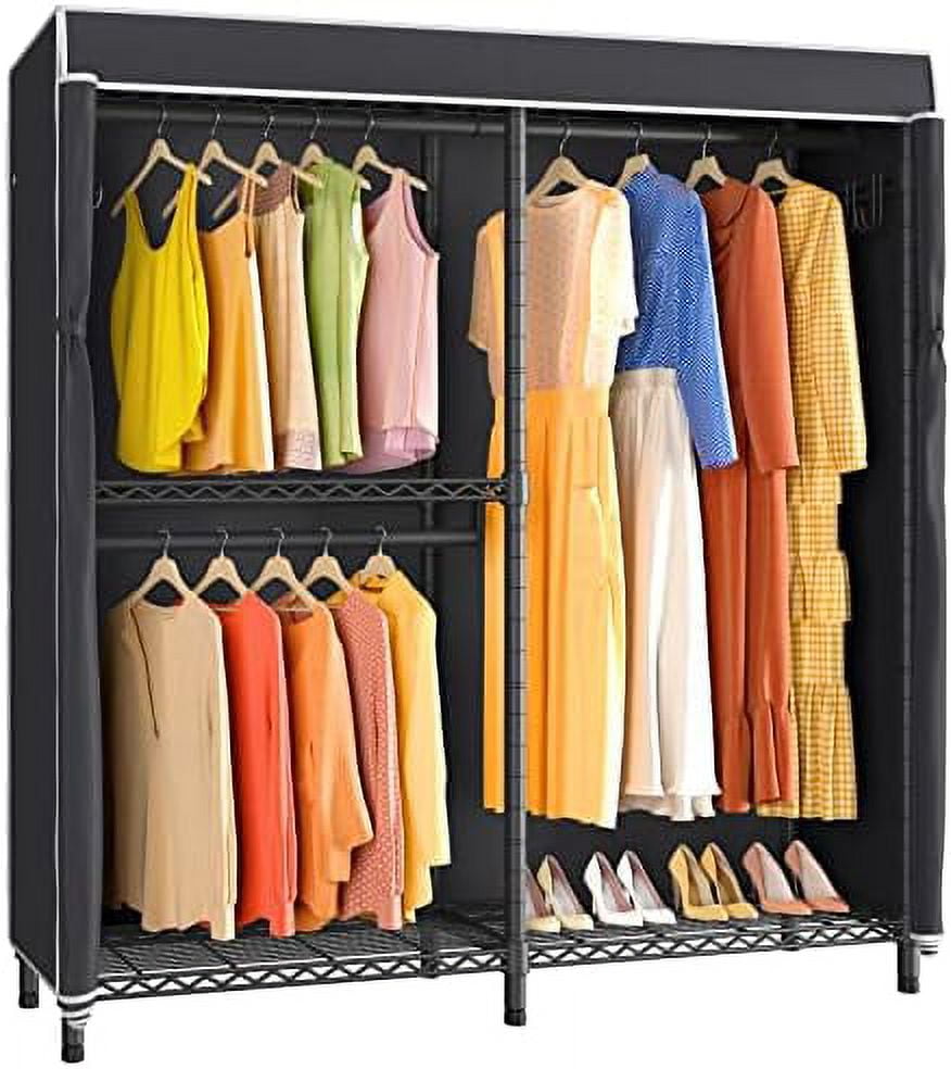 HOOMHIBIU V4 Garment Rack Bedroom Armoires Compact Freestanding Closet