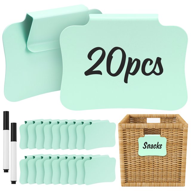 HOOMTREE 20PCS Plastic Basket Labels Clip On Removable Basket Bin