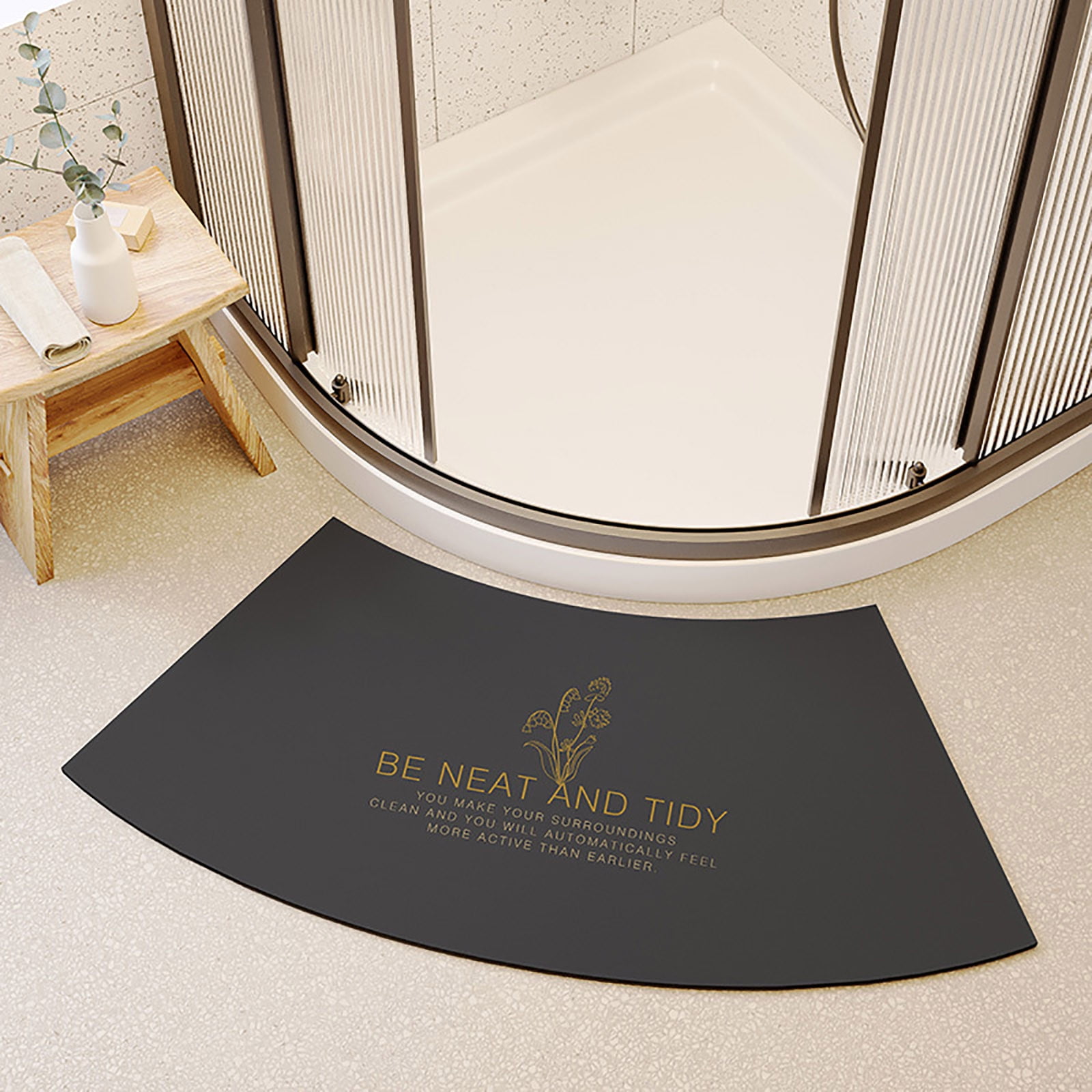 HOOMY Bath Floor Mat Curved Shower Mat for Bathroom Shower