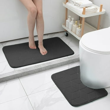 HOOMY Bathroom Contour Rug Non Slip Toilet U Shaped Bath Mat, Water Absorbent Super Soft Shaggy Chenille Machine Washable Dry Extra Thick Perfect Absorbant Best Plush Carpet