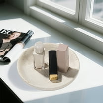 HOONGKAI 5.5" Round Jewelry Organizer , Cream White Turkish Marble Jewelry Tray for Vanity, Bathroom , Home Decor