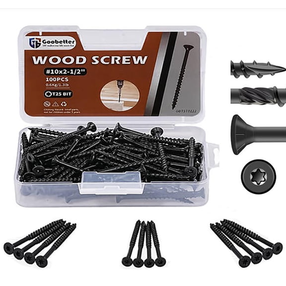 HOONGKAI Deck Screws #10x2-1/2" T25 Torx Drive Self Tapping Wood Screws 100Pcs For Decking Fencing And Framing