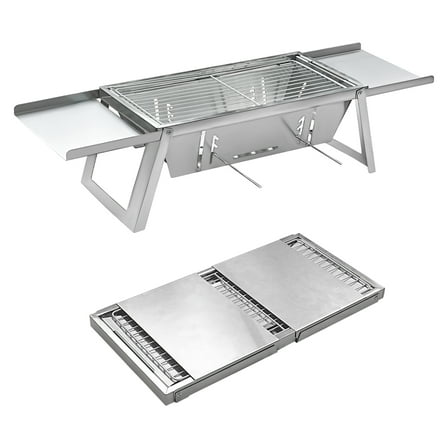 HOONGKAI Foldable Charcoal Grill, Stainless Steel Metal Charcoal Grill for Outdoor Camping Garden Grilling