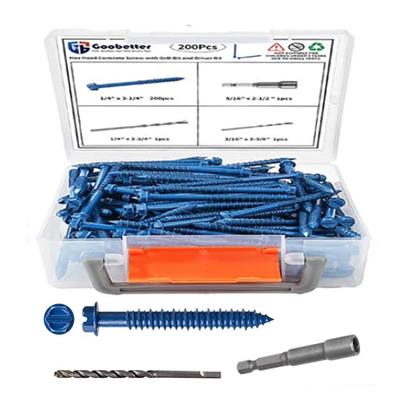 HOONGKAI Hex Washer Head Tapcon 1/4 x 2-3/4 Inch Blue Hex Head Concrete Anchors Tapscrews