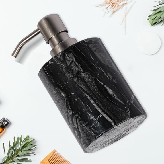 HOONGKAI Natural Marble Soap Dispenser, Modern Minimalist Design, 6oz Capacity, Stainless Steel Pump, Easy to Clean & Refill for Bathroom & Kitchen